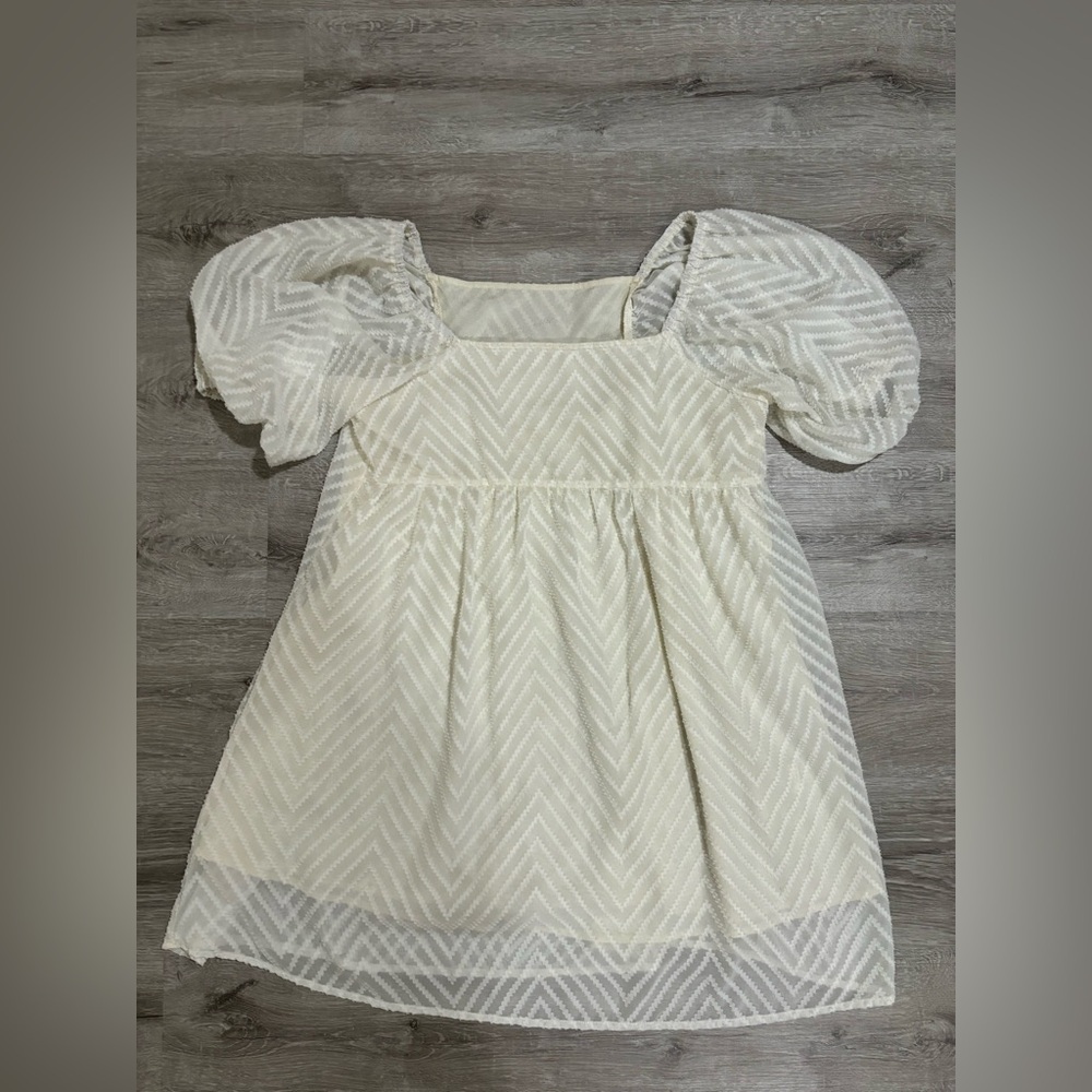 Creme color mini puff dress